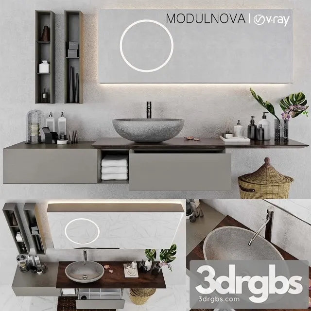 Set Bathroom Furniture Modulnova Infinity Decor 3D Model Download