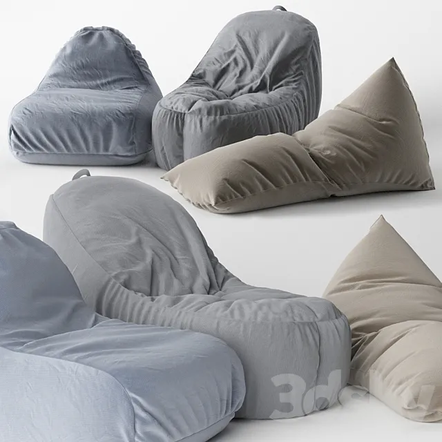 Set Bean Bags (IKEA and Woodnotes) 3D Model