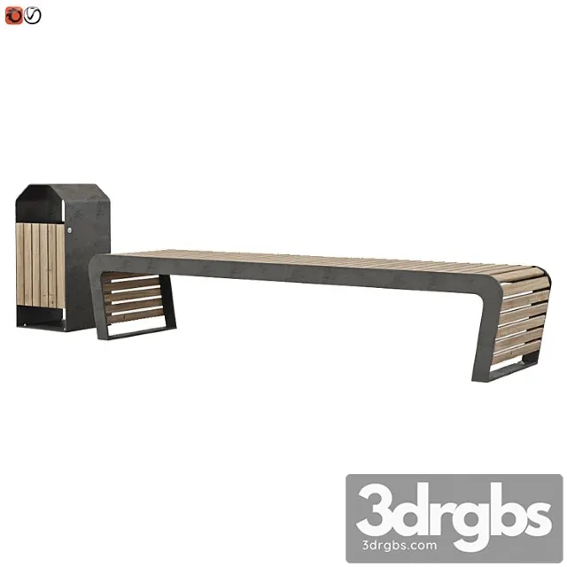 Set bench-urn 04 3D Model Download