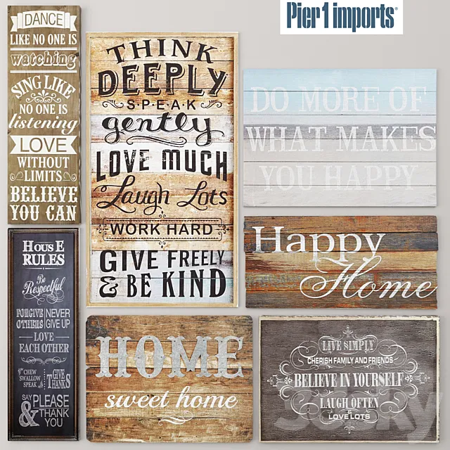 Set. Boards. Pictures. signboards. wooden decor. eco design 3DModel Set. Boards. Pictures. signboards. wooden decor. eco design 3DModel