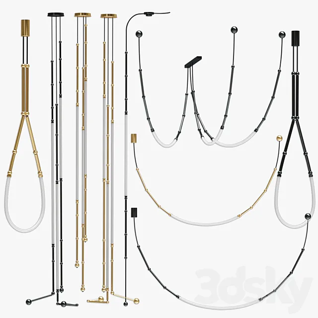 Set Chandelier LEDA Pocket 3D Model Set Chandelier LEDA Pocket 3D Model