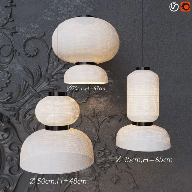 Set chandeliers Tradition Formakami 3D Model Set chandeliers Tradition Formakami 3D Model