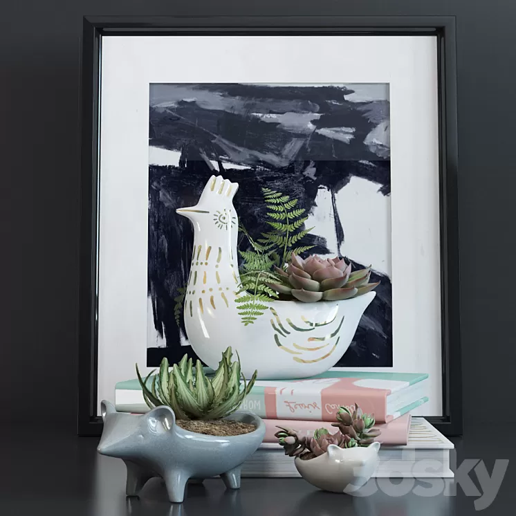 Set chicken and hedgehogs 3D Model