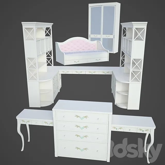 Set children’s furniture in the style of Provence 3DModel