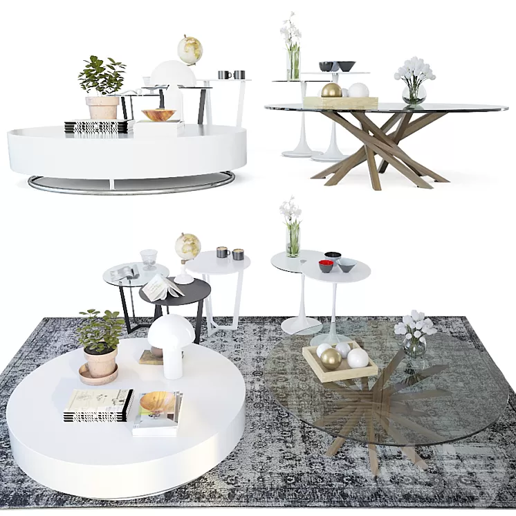 Set coffee tables Sattelan Italia 2 3D Model Set coffee tables Sattelan Italia 2 3D Model