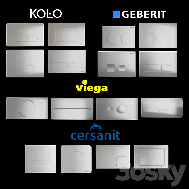 Set Flush buttons 3DModel Set Flush buttons 3DModel