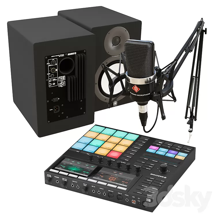 Set for a sound engineer blogger musician. 3D Model
