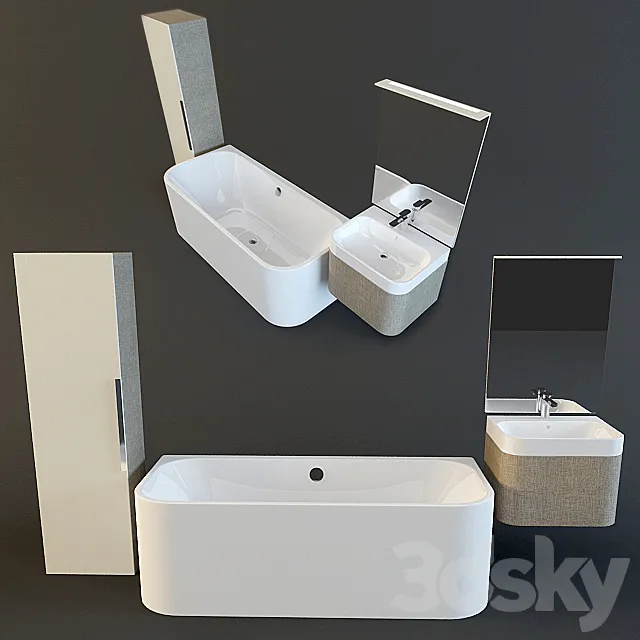 Set for bath Duravit Happy D2 3D Model Set for bath Duravit Happy D2 3D Model