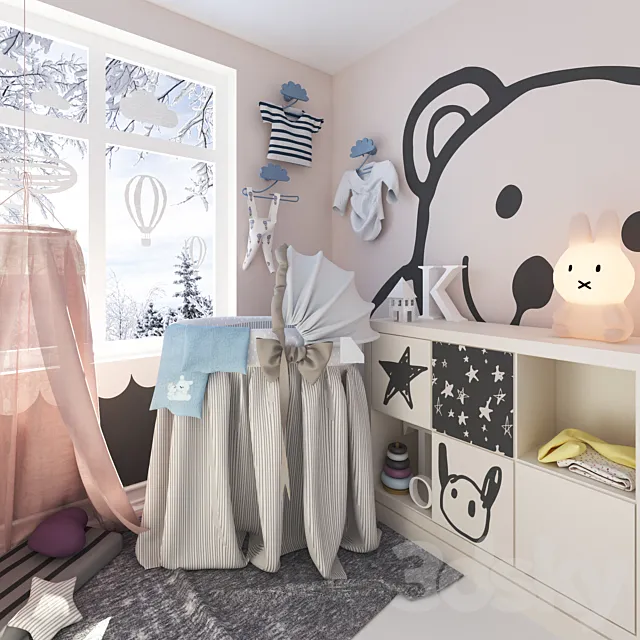 Set for children with cradle 3DModel