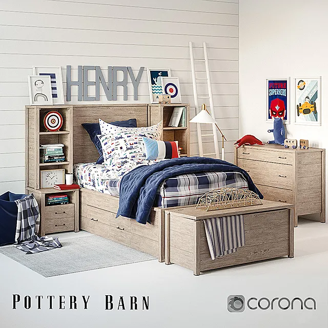 Set for children’s Plaid bedroom 3DModel Set for children’s Plaid bedroom 3DModel