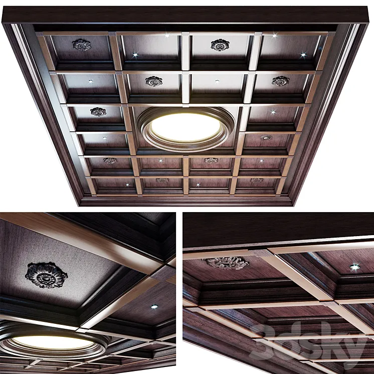 Set for coffered ceiling No. 4 – wenge color 3D Model Free Download Set for coffered ceiling No. 4 – wenge color 3D Model Free Download