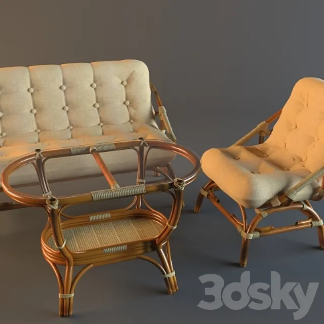 Set for rest of rattan 3DModel Set for rest of rattan 3DModel