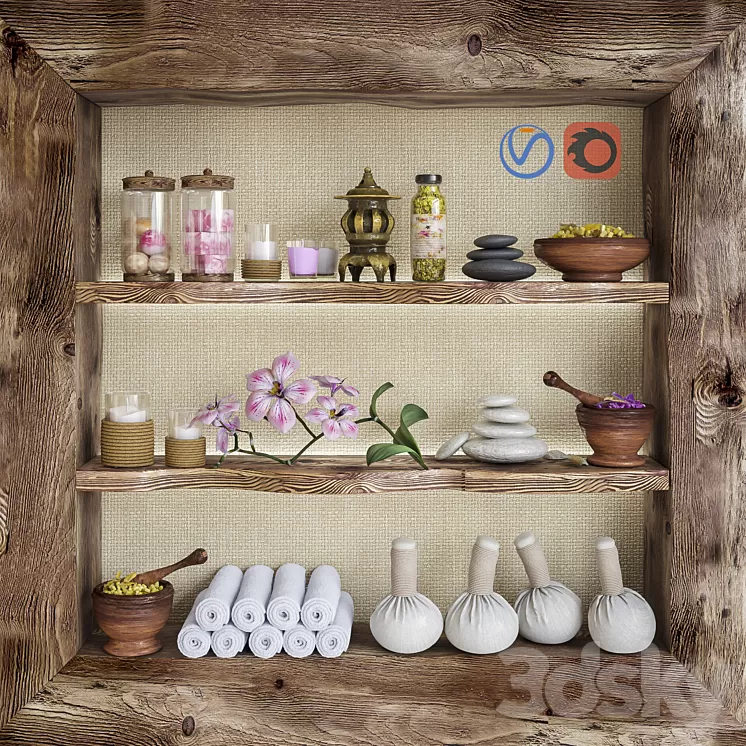 Set for spa and bathroom 1 3D Model