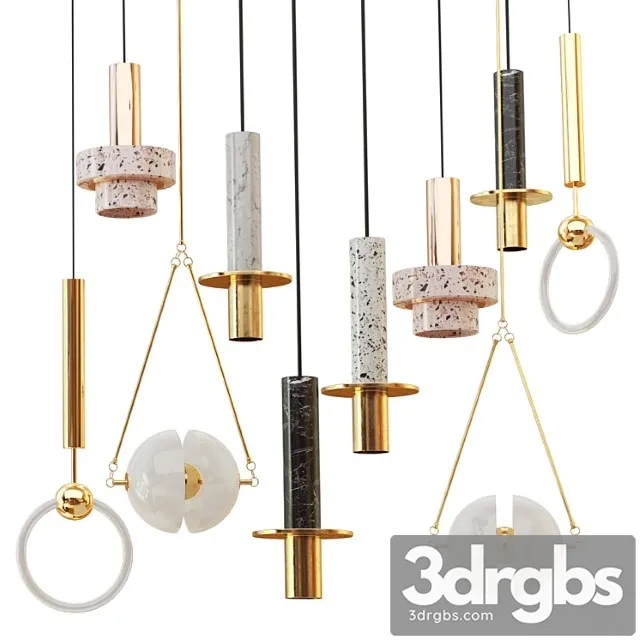 Set from four suspendeds chandeliers in modern style 3D Model Download Set from four suspendeds chandeliers in modern style 3D Model Download