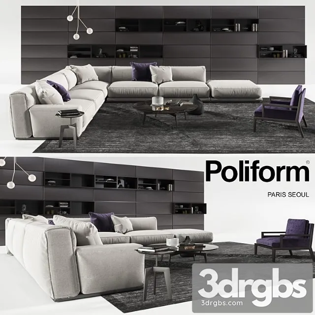 Set from poliform paris 2 3D Model Download