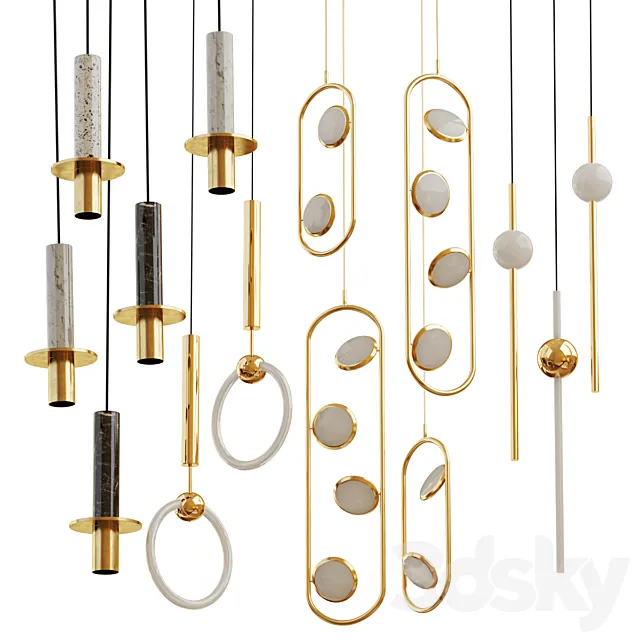 Set from suspendeds chandeliers Lee Broom 3D Model
