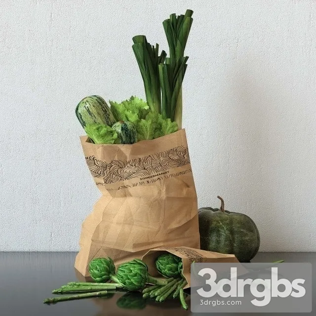 Set Green Vegetables 3D Model Download