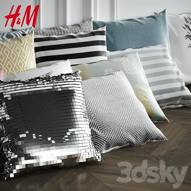 Set H&M Pillow 32 Pack 3D Model Set H&M Pillow 32 Pack 3D Model
