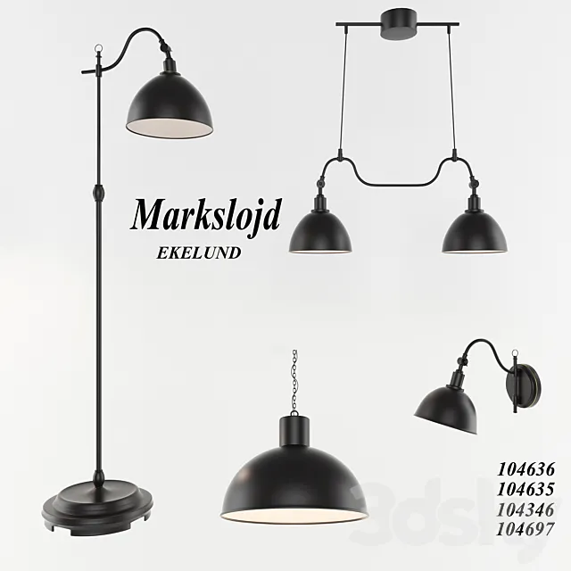 Set lamps Markslojd Ekelund 3DModel Set lamps Markslojd Ekelund 3DModel