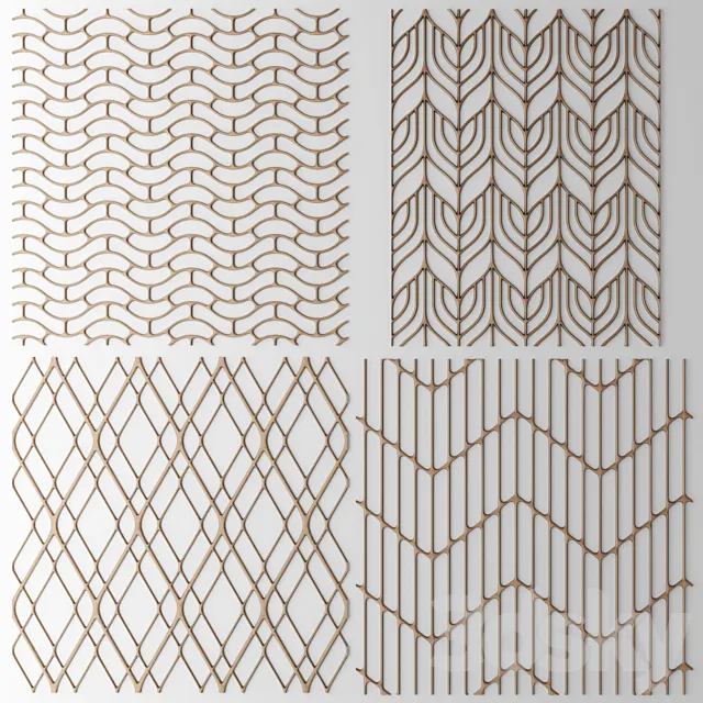 Set. Lattice panel pattern art abstraction decorative interior wall decor 3D Model Set. Lattice panel pattern art abstraction decorative interior wall decor 3D Model