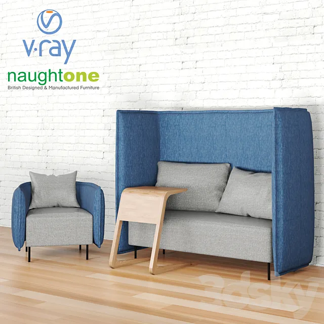 Set Naughtone: Cloud sofa armchair and Riley table 3D Model Set Naughtone: Cloud sofa armchair and Riley table 3D Model