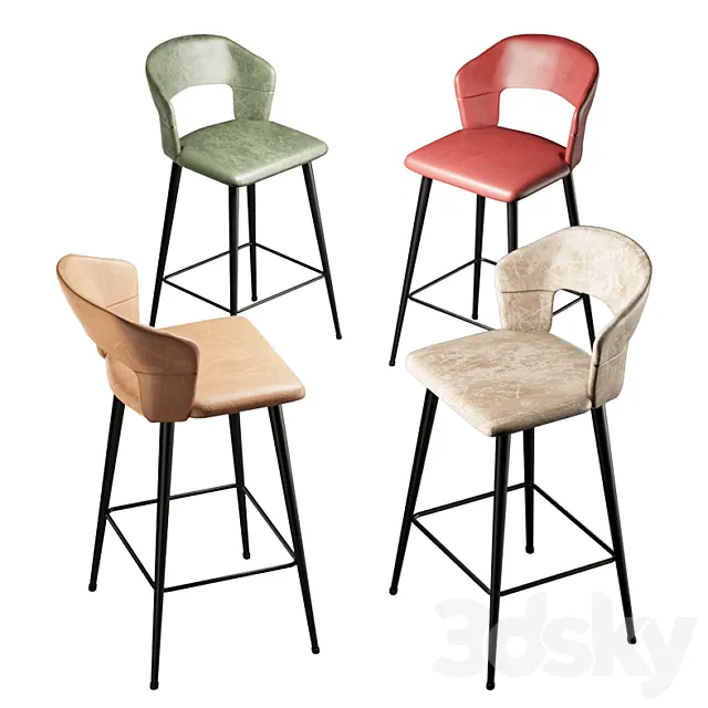 Set of 2 Modern Leather 26”Counter Stool 3DModel Set of 2 Modern Leather 26”Counter Stool 3DModel