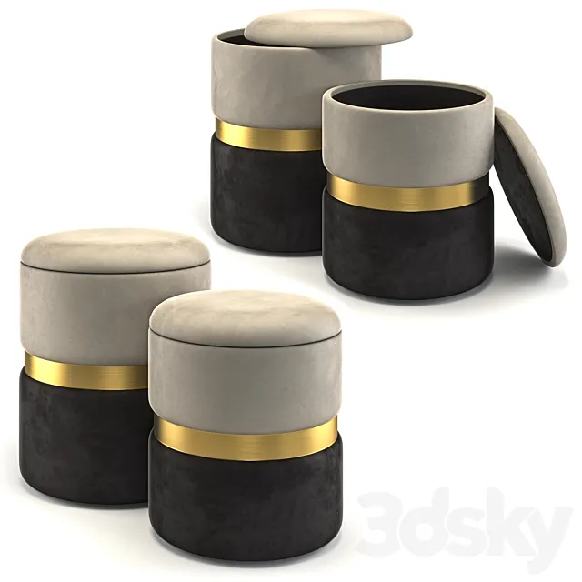 Set of 2 ottomans New-York My Interno 3DModel Set of 2 ottomans New-York My Interno 3DModel