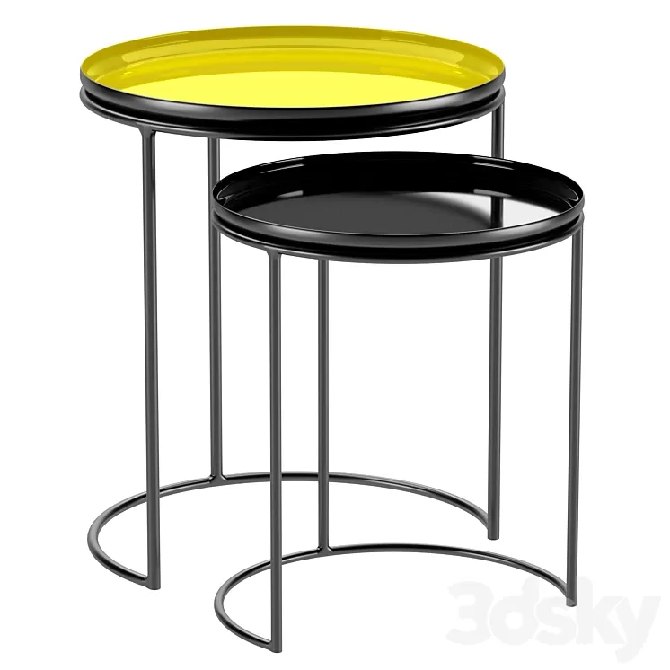 Set of 2 round coffee tables Tivara 3D Model Set of 2 round coffee tables Tivara 3D Model