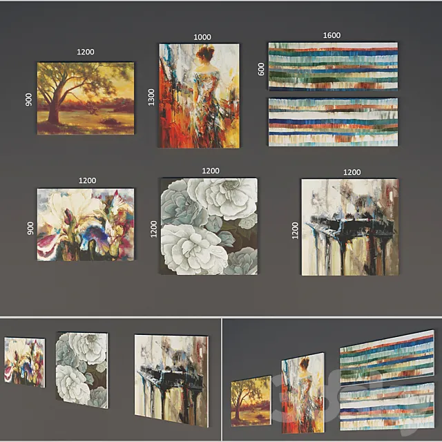 Set of 3 pictures 3D Model