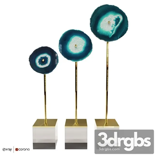 Set Of 3 Statuettes Agate Design Blue 3D Model Download Set Of 3 Statuettes Agate Design Blue 3D Model Download