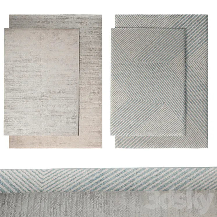 Set of 4 rugs from luxdeco Luzon and Pembroke Cross series 3D Model Free Download