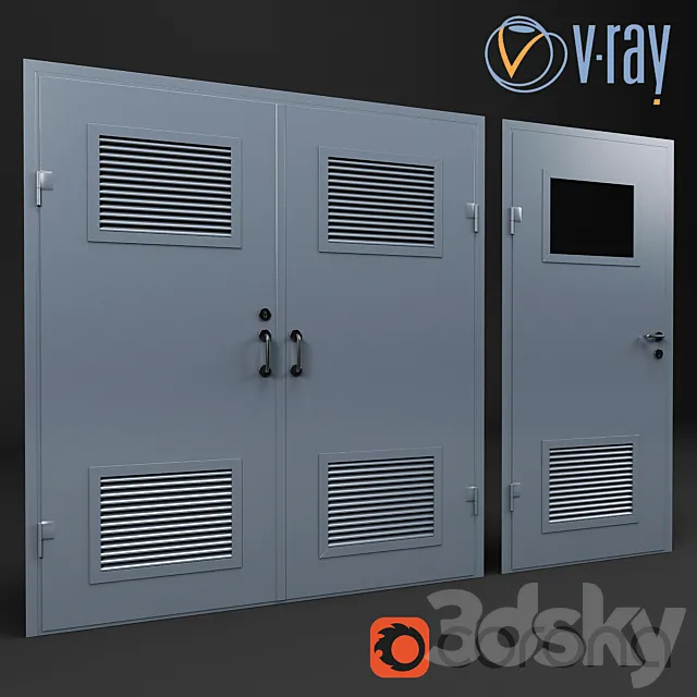 set of 6 doors for switchboard factory “ProfMaster”. Vray corona. 3D Model