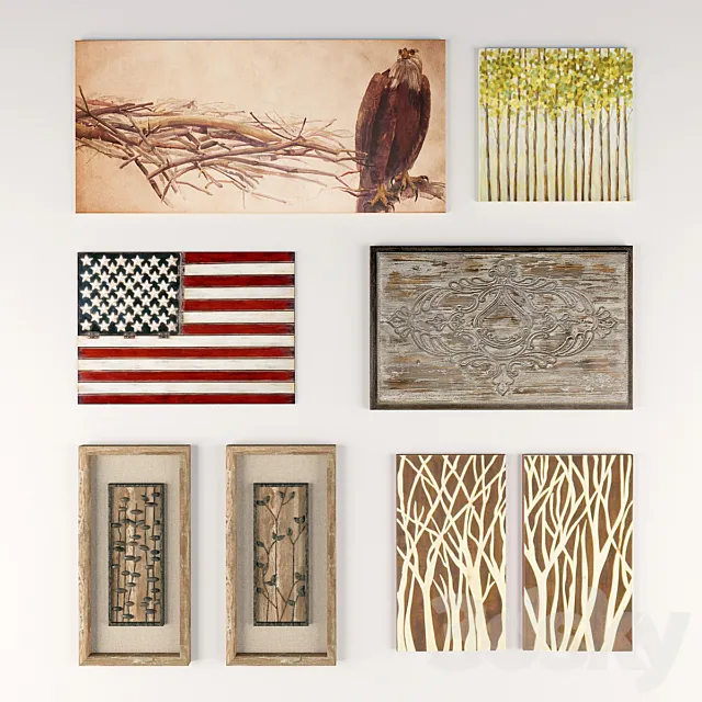 Set of 9 pictures 3DModel