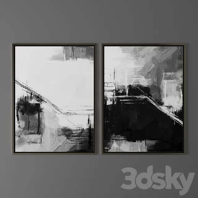 Set of abstract paintings 50 3D Model Set of abstract paintings 50 3D Model