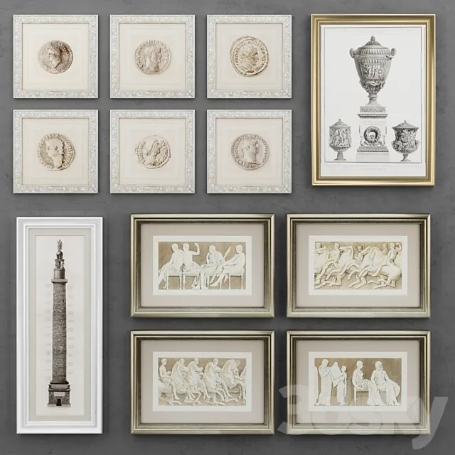 Set of antique paintings 3DModel Set of antique paintings 3DModel