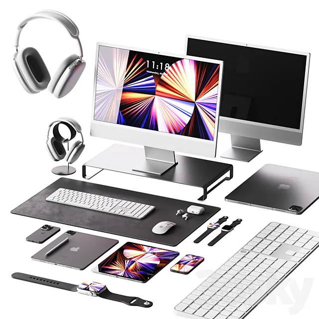 Set of Apple equipment 2 3D Model