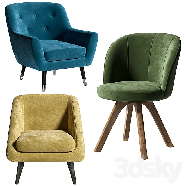 Set of armchairs 3D Model