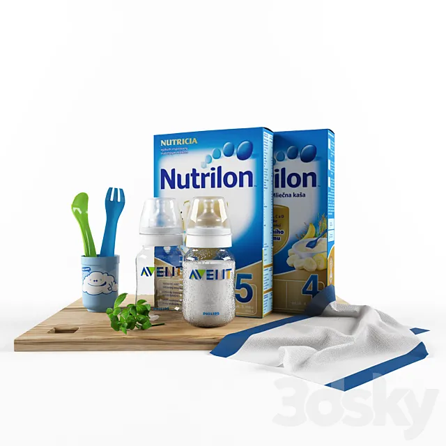 Set of baby food 3D Model Set of baby food 3D Model