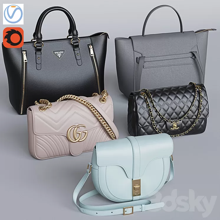 Set of bags 2 3D Model Free Download