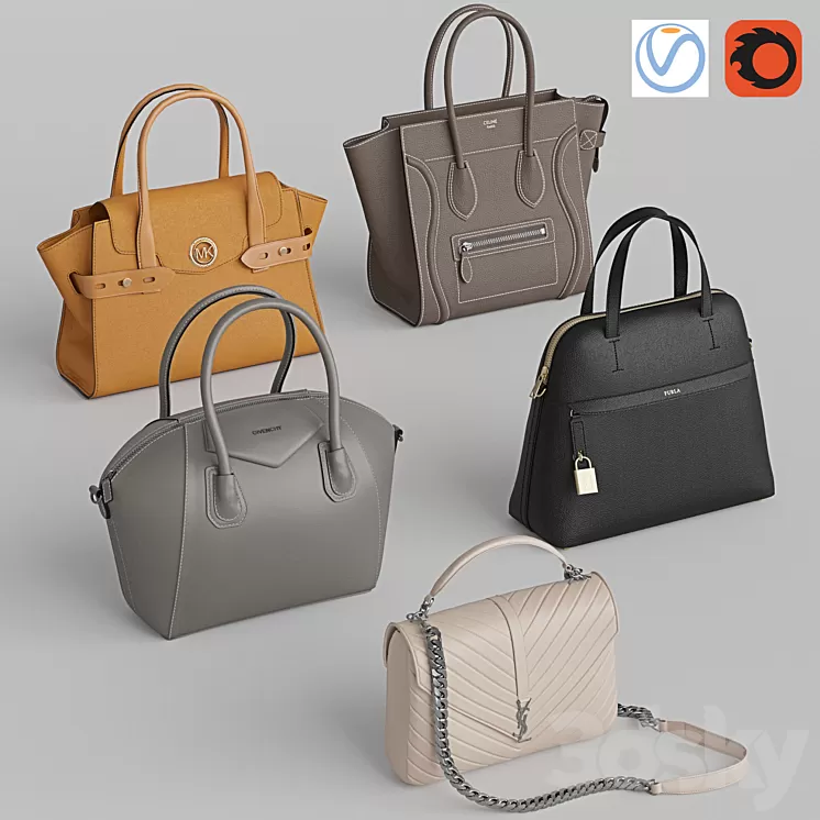 Set of bags 5 3D Model Free Download