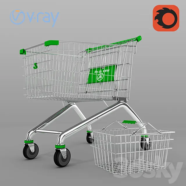 Set of baskets for the store 3DModel