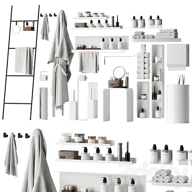 Set of bathroom accessories and decor 2 3D Model Set of bathroom accessories and decor 2 3D Model