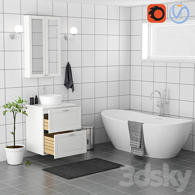Set of bathroom furniture IKEA 3DModel Set of bathroom furniture IKEA 3DModel