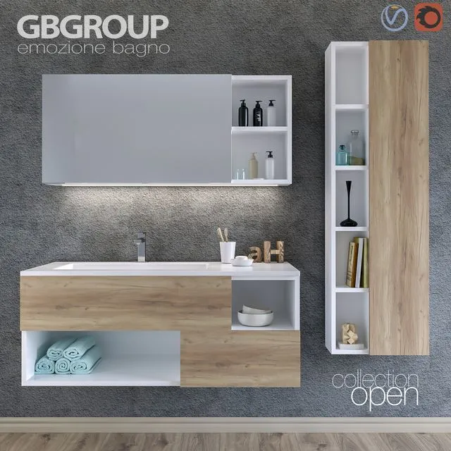Set of bathroom furniture OPEN 01 + Bathroom Accessories 3D Model Set of bathroom furniture OPEN 01 + Bathroom Accessories 3D Model