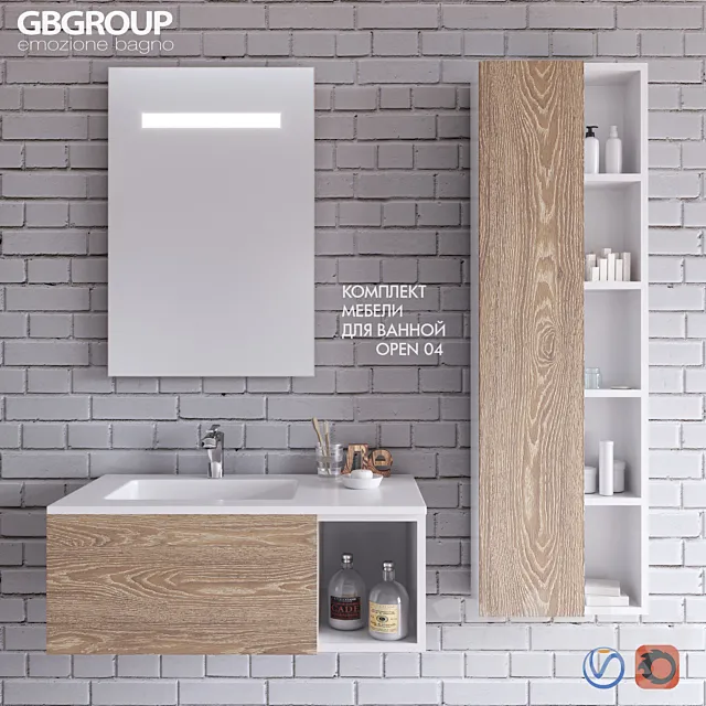 Set of bathroom furniture OPEN 04 + Bathroom 3DModel Set of bathroom furniture OPEN 04 + Bathroom 3DModel
