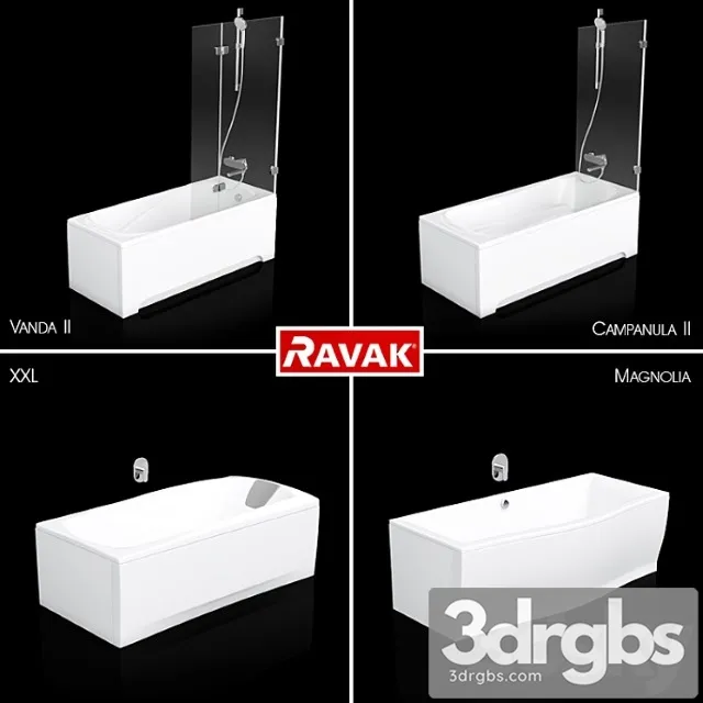 Set of Baths Ravak Set 06 XXL Magnolia Campanula ii Vanda ii 3D Model Download
