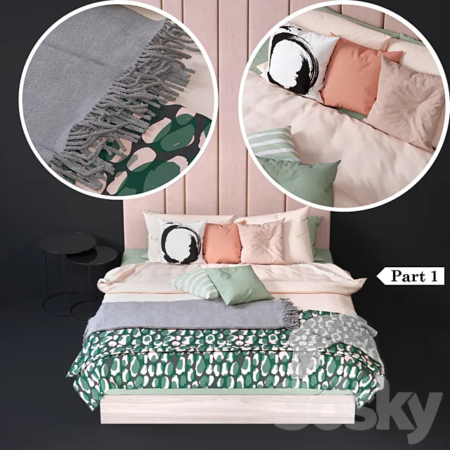 Set of bed linen 3 (Part 1) 3D Model Set of bed linen 3 (Part 1) 3D Model