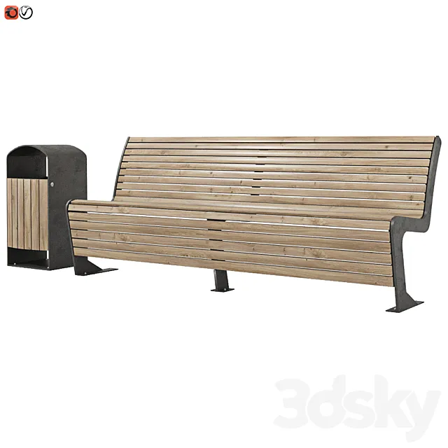 Set of Bench-urn_01 3D Model Set of Bench-urn_01 3D Model