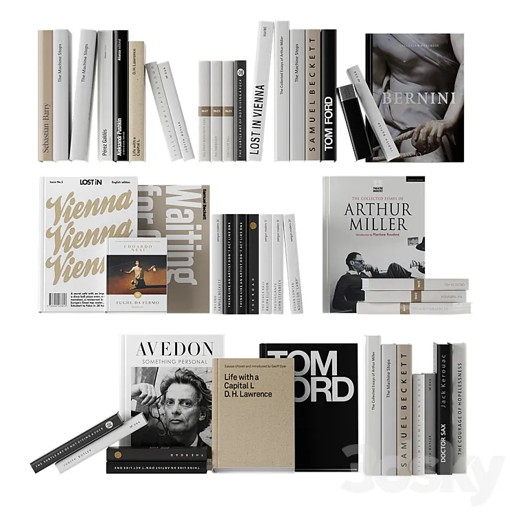 set of books 01- beige 3D Model Free Download