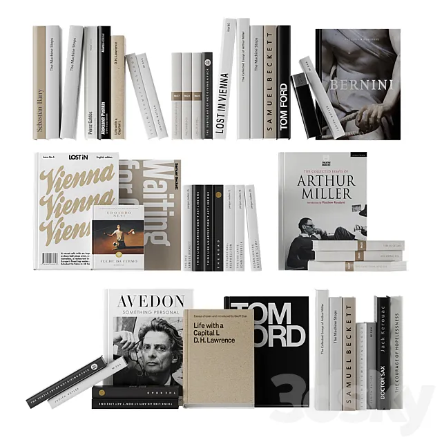 set of books 01- beige 3D Model set of books 01- beige 3D Model